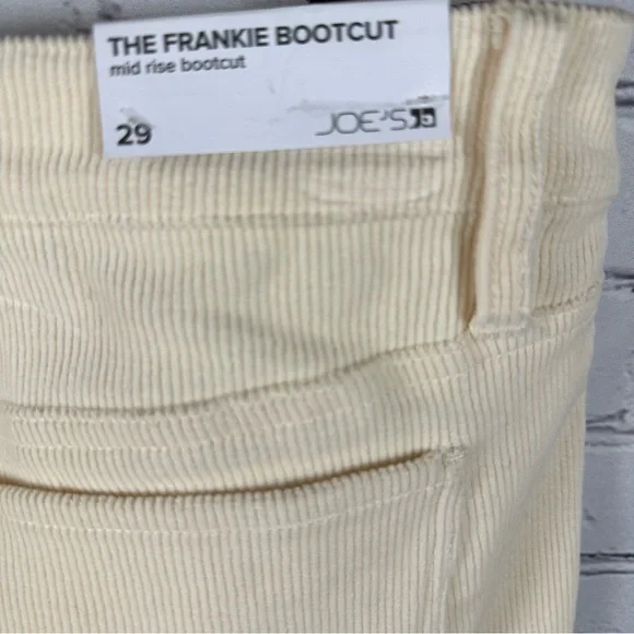 Joe’s Jeans The Frankie Bootcut Mid-Rise Courdroy Slit Hem Double Cream 29 NWT - Picture 12 of 13